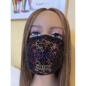 Sugar Skull Full Rhinestone Bling Face Mask